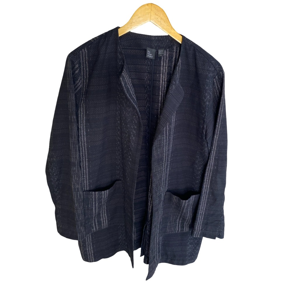 The Fisher Project Eileen Fisher Organic Cotton Open Front Stripe Jacket XS S - Picture 7 of 9